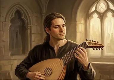 Matthew Wright performing on lute